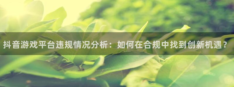 亿万28球队：抖音游戏平台违规情况分析：如何在合规中找到创新机遇？